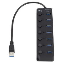 מפצל USB 3.0 עם 7 פורטים + כפתור ON/OFF + כניסה לשנאי