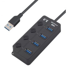 מפצל USB 3.0 עם 4 פורטים + כפתור ON/OFF